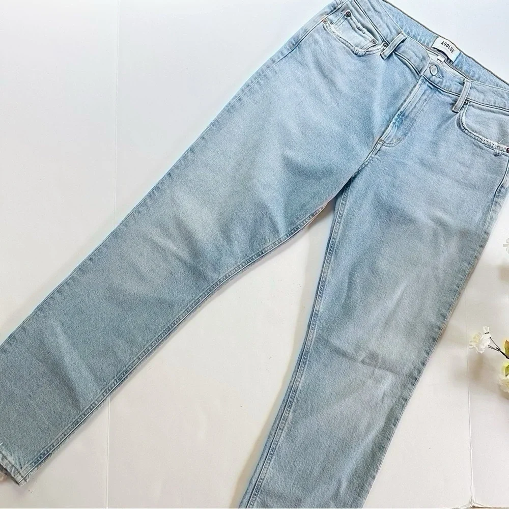 NEW Agolde Lyle Rift Jeans Blue Straight Designer High Rise
